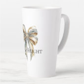 クリスマスグ素朴リーン金ゴールドボウパーソナライズされたウ カフェラテマグ (右アングル)