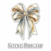 クリスマスグ素朴リーン金ゴールドボウパーソナライズされたウ シール (正面)