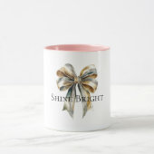 クリスマスグ素朴リーン金ゴールドボウパーソナライズされたウ マグカップ (中央)