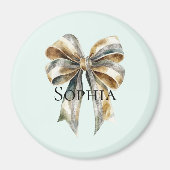 クリスマスグ素朴リーン金ゴールドボウパーソナライズされたウ マグネット (正面)