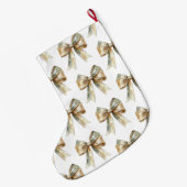 クリスマスグ素朴リーン金ゴールドボウパーソナライズされたウ ラージクリスマスストッキング (裏面 (吊り時))