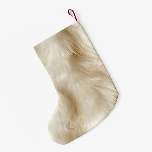 クリスマスグ素朴リーン金ゴールドボウフェイクアニマルファー スモールクリスマスストッキング (裏面 (吊り時))