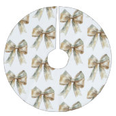 クリスマスグ素朴リーン金ゴールドボウ ブラッシュドポリエステルツリースカート (正面)