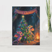 クリスマスケイブドラゴン – 暖かなホリデーウィシーズ カード (正面)
