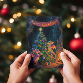 クリスマスケイブドラゴン – 暖かなホリデーウィシーズ カード