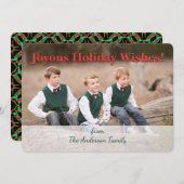 クリスマスケルトのホリーリースパターパーソナライズされたン シーズンカード (正面/裏面)