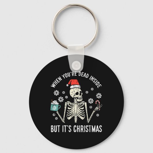 クリスマスケルトンコーヒーで中身が死んでいるXmas キーホルダー (正面)