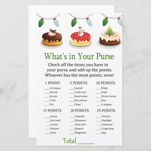 クリスマスケーキあなたの財布ゲームの中に何が (正面/裏面)