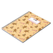 クリスマスケーキとジンジャーブレッドマン。名前をカスタマイズ可能 ノートブック (左側)