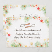 クリスマスケーキとハートフルなクリスマスカード 招待状 (正面/裏面)