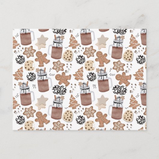 クリスマスケーキとホットココアのホリデーシーズン シーズンポストカード (正面)