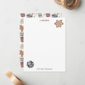 クリスマスケーキとホットココアのホリデーシーズン ノートカード (正面/裏面インサイチュ)