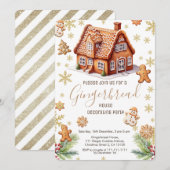 クリスマスケーキの家の飾り付けパーティーのご招待 招待状 (正面/裏面)
