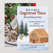 クリスマスケーキの家の飾り付けパーティーのご招待 招待状 (正面/裏面)