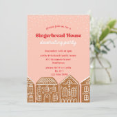 クリスマスケーキの家の飾り付けパーティーの招待状 招待状 (スタンド正面)