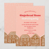 クリスマスケーキの家の飾り付けパーティーの招待状 招待状 (正面/裏面)