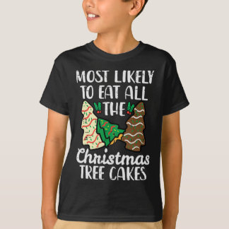 クリスマスケーキを食べそうな女の子 Xmas Tシャツ
