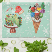 クリスマスケーキクッキーポップスノーフレーク皿 キッチンタオル (折り畳み)