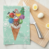 クリスマスケーキクッキーポップスノーフレーク皿 キッチンタオル (四つ折り)