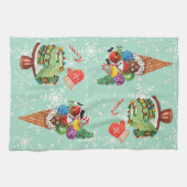 クリスマスケーキクッキーポップスノーフレーク皿 キッチンタオル (横)