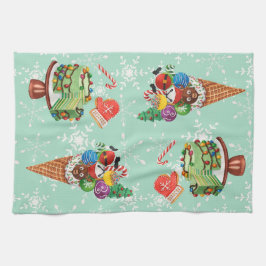 クリスマスケーキクッキーポップスノーフレーク皿 キッチンタオル