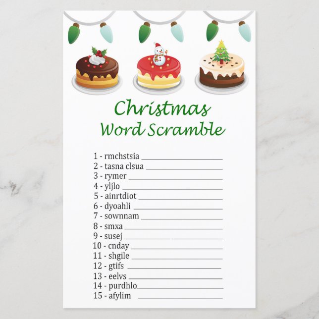 クリスマスケーキクリスマス語スクランブルゲーム (正面)