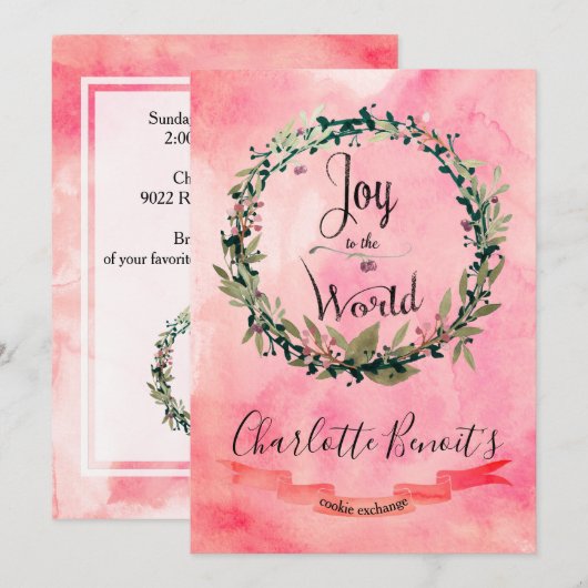 クリスマスケーキ交換会のご招待（楽しい２人用） 招待状 (正面/裏面)