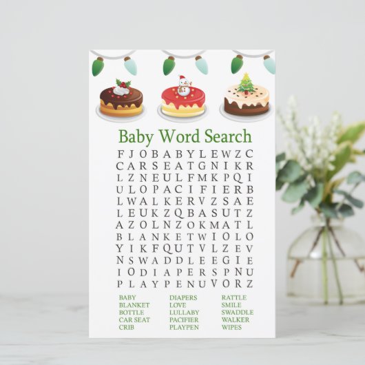 クリスマスケーキ赤ちゃんシャワー語検索ゲーム (スタンド正面)