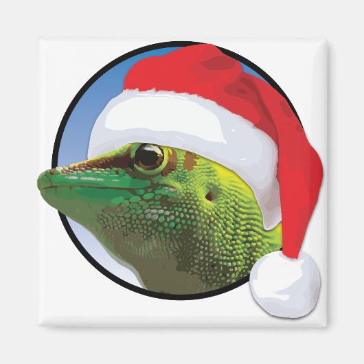 クリスマスゲッコ – 2インチスクエアマグネット マグネット (正面)
