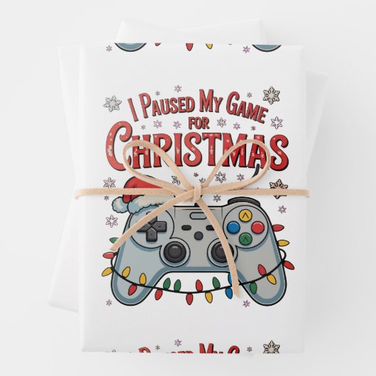 クリスマスゲーマーのゲームクリスマスのためにゲームを一時停止 ラッピングペーパーシート (インサイチュ)