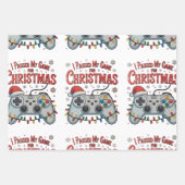 クリスマスゲーマーのゲームクリスマスのためにゲームを一時停止 ラッピングペーパーシート (正面)