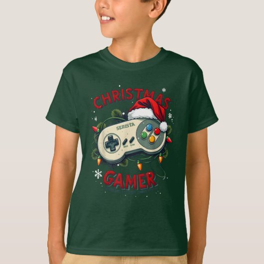 クリスマスゲーマーコントローラークリスマスゲーム Tシャツ (正面)