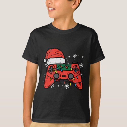 クリスマスゲーマーコントローラークリスマスボーイズキッズユースミー Tシャツ (正面)
