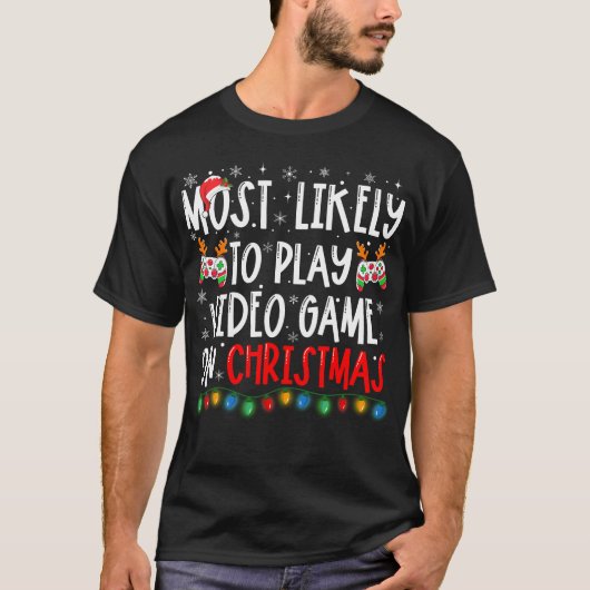 クリスマスゲーマー遊でビデオゲームに最も適している Tシャツ (正面)