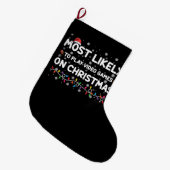 クリスマスゲーマー遊でビデオゲームをする可能性が最も高い ラージクリスマスストッキング (正面 (吊り時))