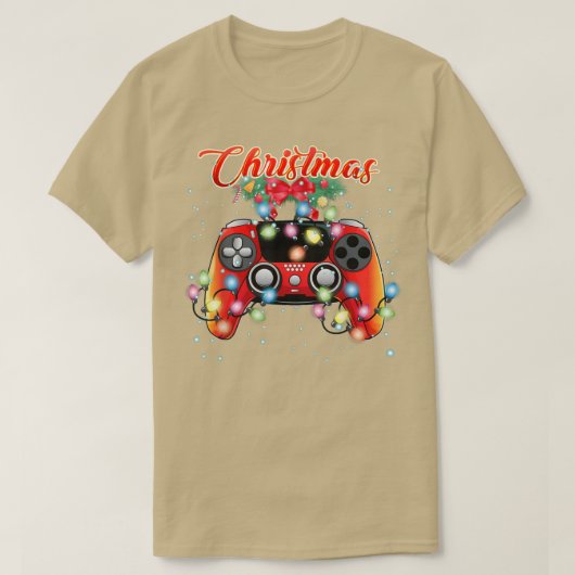 クリスマスゲーマー、イデオゲームコソールクリスマスライトT-Sh Tシャツ (デザイン正面)