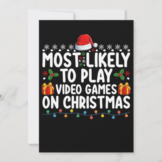 クリスマスゲーミ遊ンでビデオゲームをする可能性が最も高い 招待状 (正面)