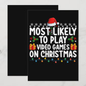 クリスマスゲーミ遊ンでビデオゲームをする可能性が最も高い 招待状 (正面/裏面)