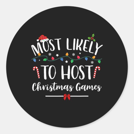 クリスマスゲームのおもしろいファミリーChrをホストする可能性が最も高い ラウンドシール (正面)