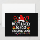 クリスマスゲームを主催する可能性が最も高い家族 招待状 (正面/裏面)