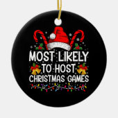 クリスマスゲームファミリーをホストする可能性が最も高い セラミックオーナメント (正面)