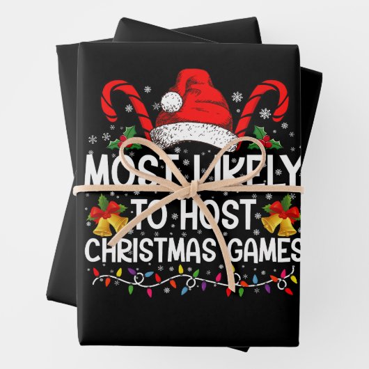 クリスマスゲームファミリーをホストする可能性が最も高い ラッピングペーパーシート (インサイチュ)
