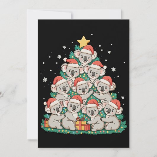 クリスマスコアラツリーかわいいユーモアホリデー シーズンカード (正面)