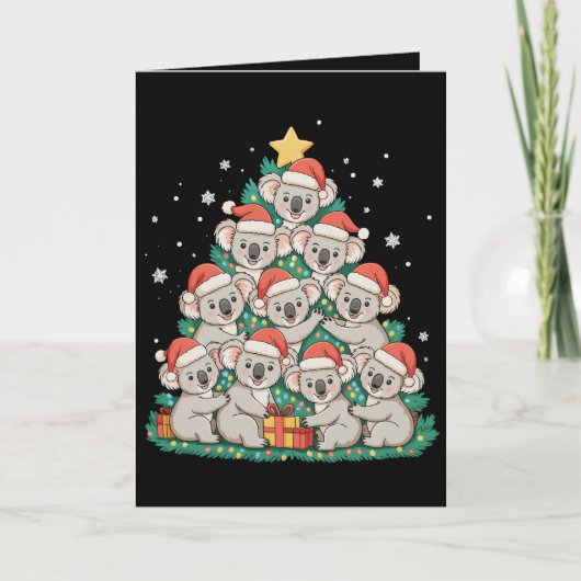 クリスマスコアラツリーかわいいユーモアホリデー シーズンカード (正面)