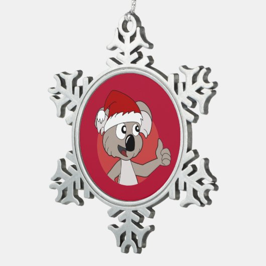 クリスマスコアラ漫画 スノーフレークピューターオーナメント (右)