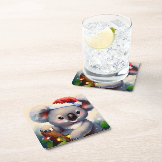 クリスマスコアラ2 スクエアペーパーコースター (インサイチュ)