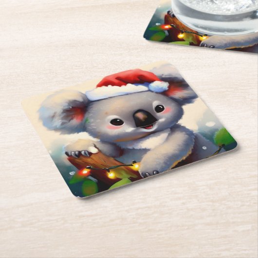 クリスマスコアラ2 スクエアペーパーコースター (アングル)