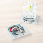 クリスマスコアラ、カスタマイズ可能 ガラスコースター (アングル)