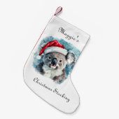 クリスマスコアラ、カスタマイズ可能 スモールクリスマスストッキング (正面 (吊り時))