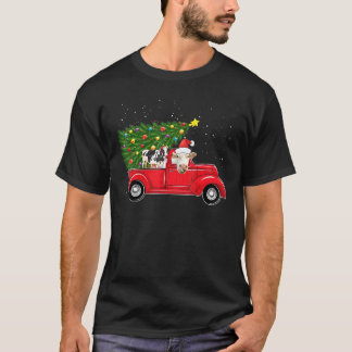 クリスマスコウが赤い車のトラックに乗ってクリスマスツリーと Tシャツ